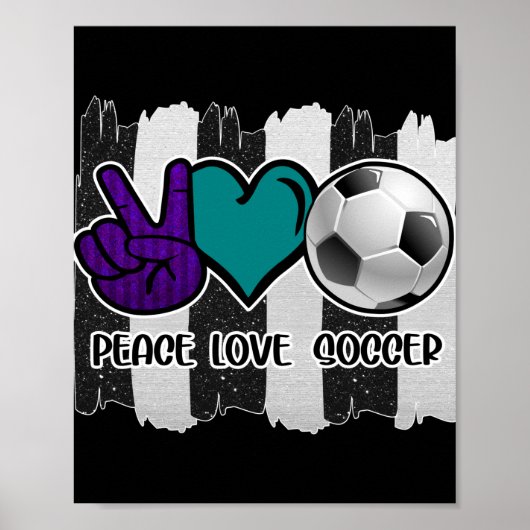 Black and White Striped Peace Soccer Poster (Voorkant)