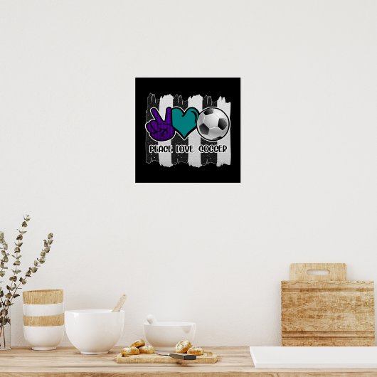 Black and White Striped Peace Soccer Poster (Keuken)