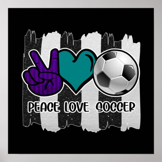 Black and White Striped Peace Soccer Poster (Voorkant)