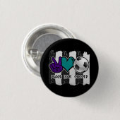 Black and White Striped Peace Soccer Ronde Button 3,2 Cm (Voorkant /achterkant)