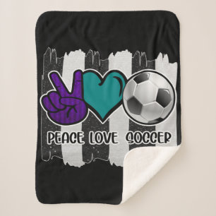 Black and White Striped Peace Soccer Sherpa Deken