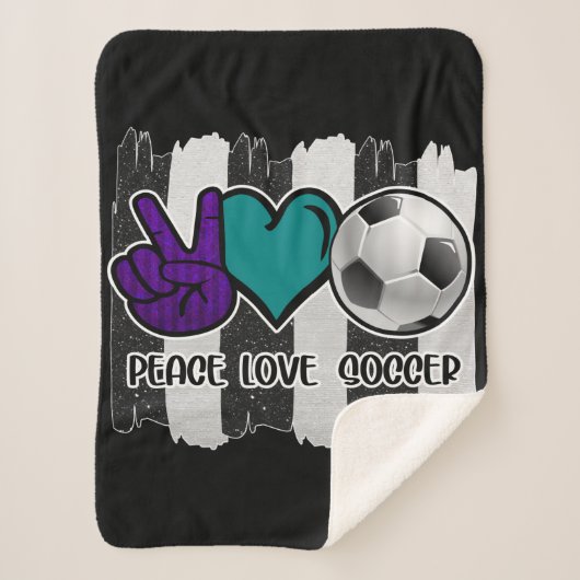 Black and White Striped Peace Soccer Sherpa Deken (Voorkant)