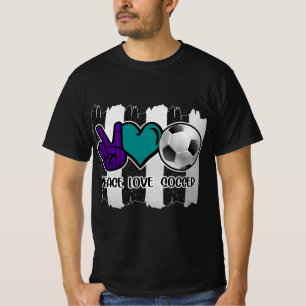 Black and White Striped Peace Soccer T-shirt