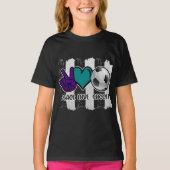 Black and White Striped Peace Soccer T-shirt (Voorkant)
