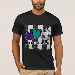 Black and White Striped Peace Soccer T-shirt