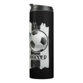 Black and White Striped Peace Soccer Thermosbeker (Geroteerd rechts)