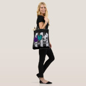 Black and White Striped Peace Soccer Tote Bag (Op model)