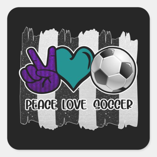 Black and White Striped Peace Soccer Vierkante Sticker (Voorkant)