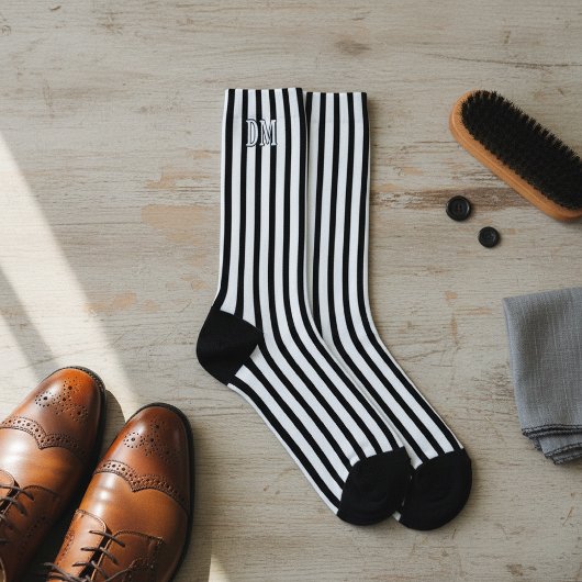Black and White Striped Socks, Personalized Sokken
