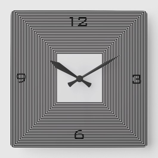 Black and White Striped>Wall Clock Vierkante Klok (Voorkant)