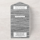 Black and White Stripes Chic Elegant Wedding All In One Uitnodiging (Buitenkant)