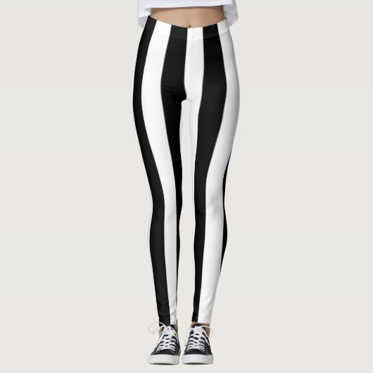 Black and white stripes flip flops leggings (Voorkant)