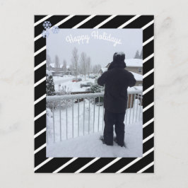 Black and White Stripes Holiday Foto Feestdagenkaart