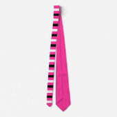 Black and White Stripes Pattern Modern Hot Pink Stropdas (Achterkant)