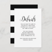 Black and White Stripes Wedding Guest Details Informatiekaartje (Voorkant / Achterkant)