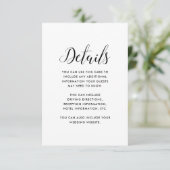 Black and White Stripes Wedding Guest Details Informatiekaartje (Staand voorkant)