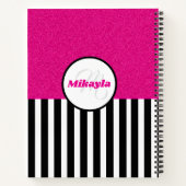 Black and White Stripes with Pink Glitter Notitieboek (Achterkant)