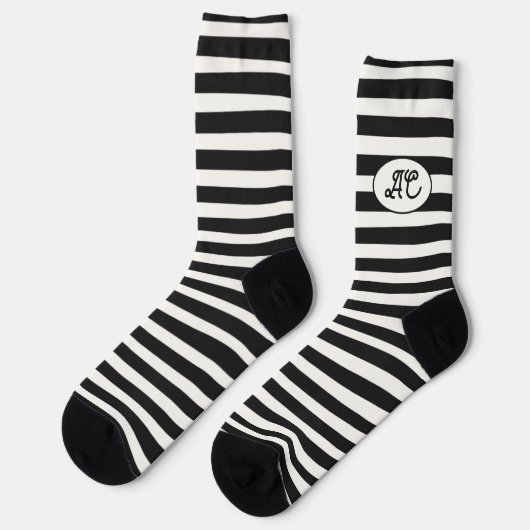 Black and white stripes with your initials sokken (Links)