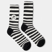 Black and white stripes with your initials sokken (Rechts)