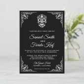Black and White Sugar Skull Weddenschap Kaart (Staand voorkant)