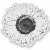 Black and White Sunflower Blossom Sticker (Voorkant)