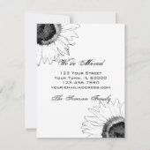 Black and White Sunflower Change of Address Aankondiging (Voorkant)