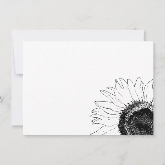 Black and White Sunflower Weddenschap Kaarten Notitiekaartje (Achterkant)