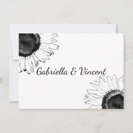 Black and White Sunflower Weddenschap Kaarten Notitiekaartje (Voorkant)