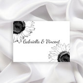 Black and White Sunflower Weddenschap Kaarten Notitiekaartje