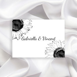 Black and White Sunflower Weddenschap Kaarten Notitiekaartje