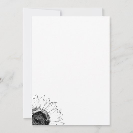 Black and White Sunflowers Afstudeerfeest Kaart (Achterkant)