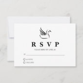 Black and White Swan Outline Response Kaart (Voorkant)