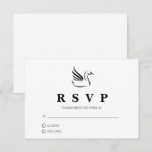 Black and White Swan Outline Response Kaart (Voorkant / Achterkant)