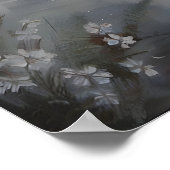 Black and White Swans in Misty Lake Dark Poster (Hoek)