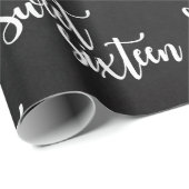 Black And White Sweet 16 Birthday Cadeaupapier (Rol Hoek)