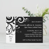Black and White Swirl Corporate Party uitnodiging (Staand voorkant)