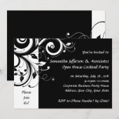 Black and White Swirl Corporate Party uitnodiging (Voorkant / Achterkant)