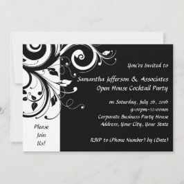 Black and White Swirl Corporate Party uitnodiging