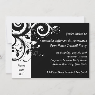 Black and White Swirl Corporate Party uitnodiging
