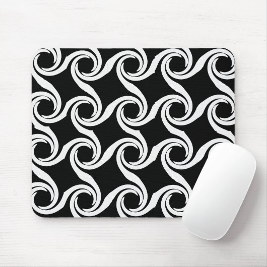 Black and White Swirl Pattern Mousepad Muismat (Met muis)