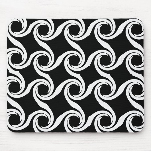 Black and White Swirl Pattern Mousepad Muismat (Voorkant)