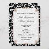 Black and White Swirl Uitnodiging voor een bruilof (Voorkant / Achterkant)