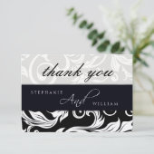 Black and White Swirl Weddenschap Hartelijk dank Bedankkaart (Staand voorkant)