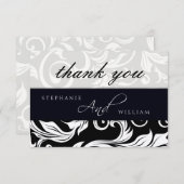 Black and White Swirl Weddenschap Hartelijk dank Bedankkaart (Voorkant / Achterkant)