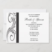 Black and White Swirls Engagement Party Kaart (Voorkant)