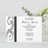 Black and White Swirls Engagement Party Kaart (Staand voorkant)