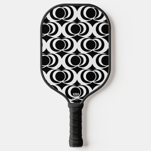 Black and White Swirls Pickleball Paddle (Voorkant)