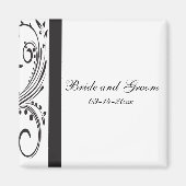 Black and White Swirls Wedding Magneet (Voorkant)