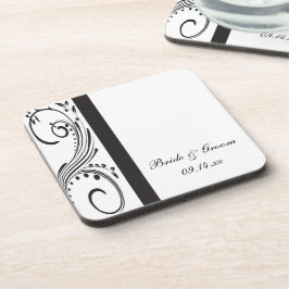 Black and White Swirls Wedding Onderzetter