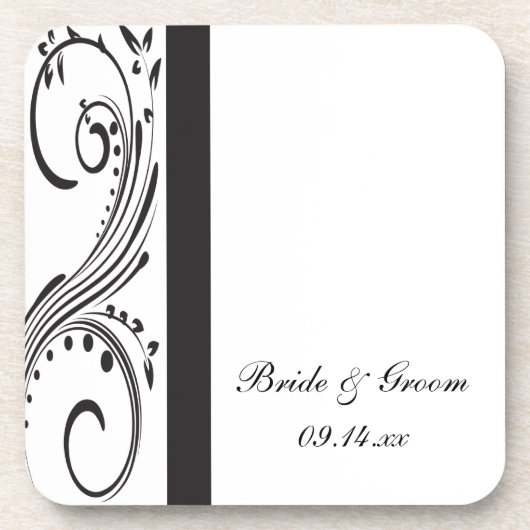 Black and White Swirls Wedding Onderzetter (Voorkant)